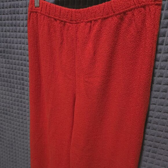 Red Orange Stretch Gaucho Pants M-XL VTG USA Knit Wide Leg Flare Palazzo Capris - Picture 6 of 16